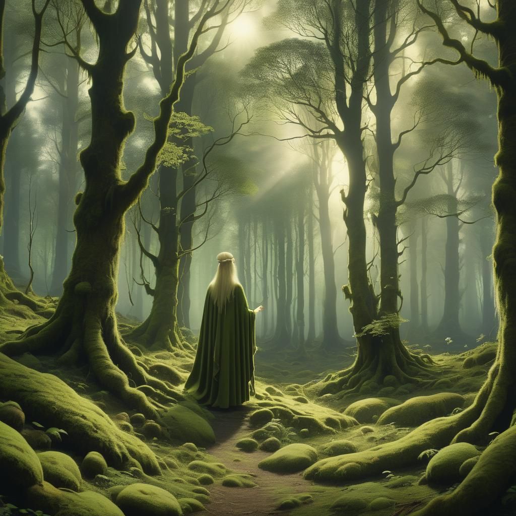 Mystical Forest Spirit in Scandinavian Folklore Style