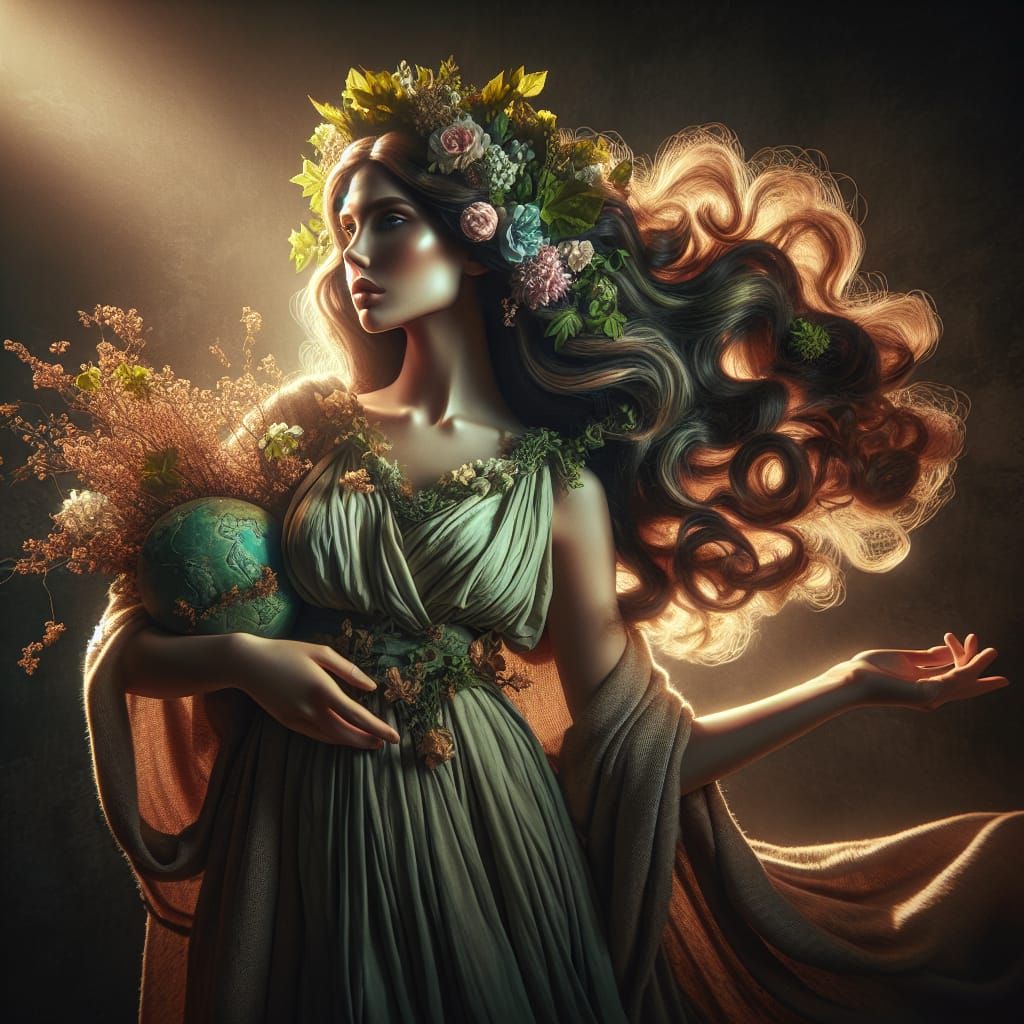 Gaia, Greek Goddess of Earth, in Matte Painting Style