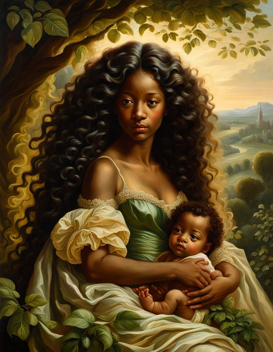 Baroque Melanin Venus in Renaissance Landscape