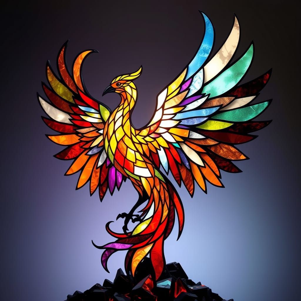 Stained Glass Phoenix Rising