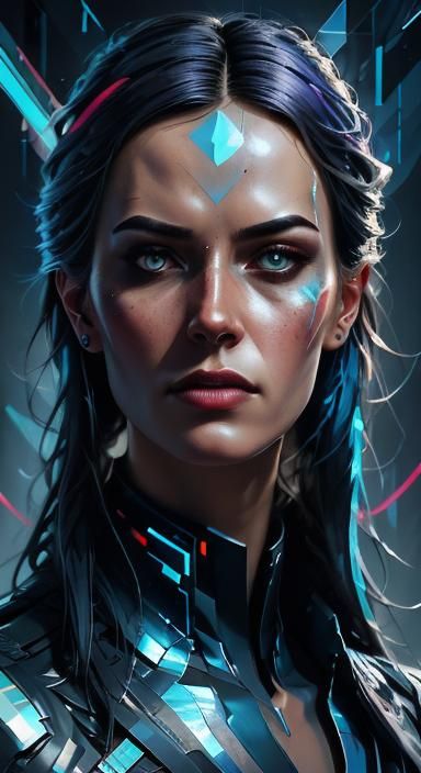 Cyberpunk Agents Group Portrait in Futuristic Room