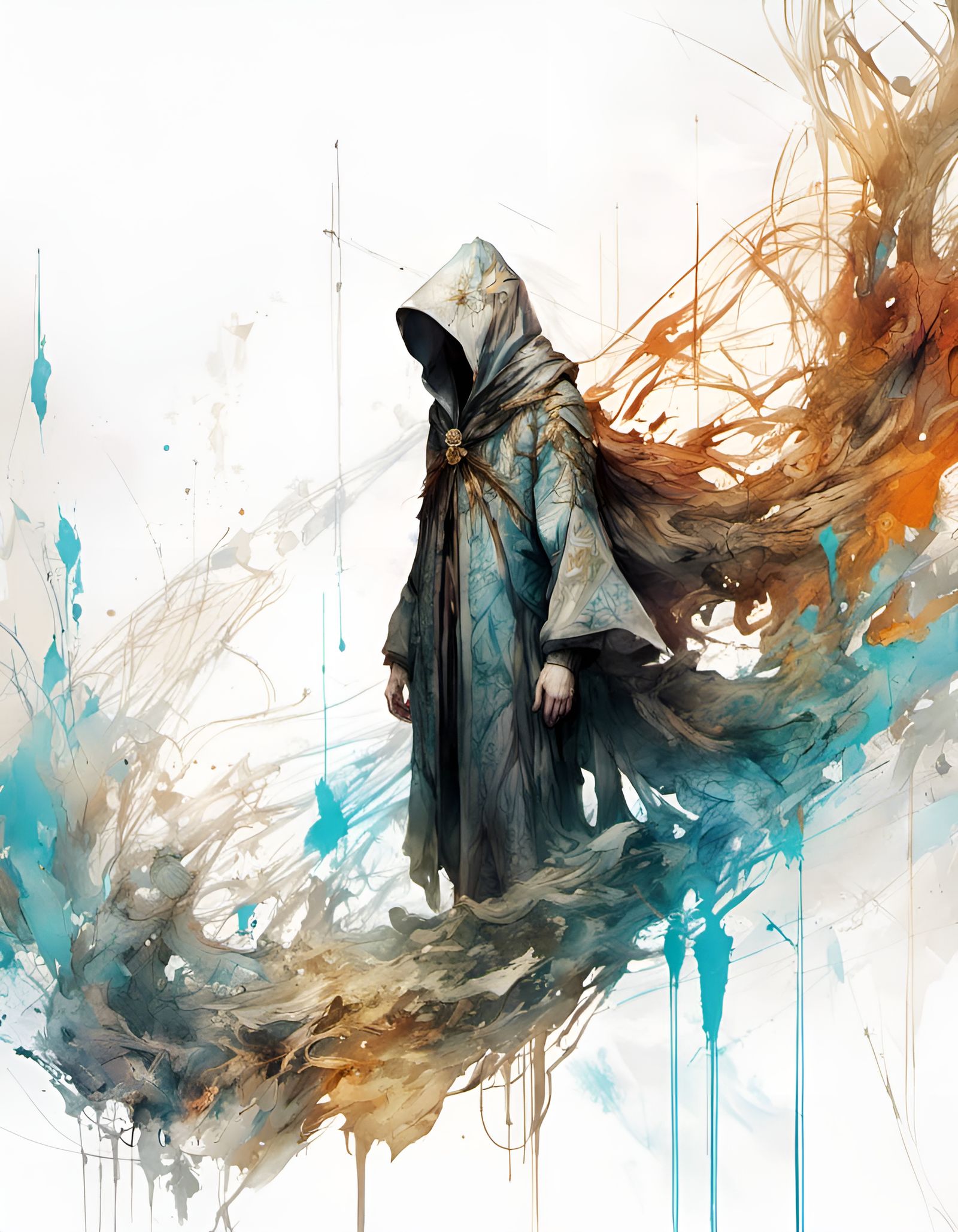 Intricate Wizard Robes Digital Illustration