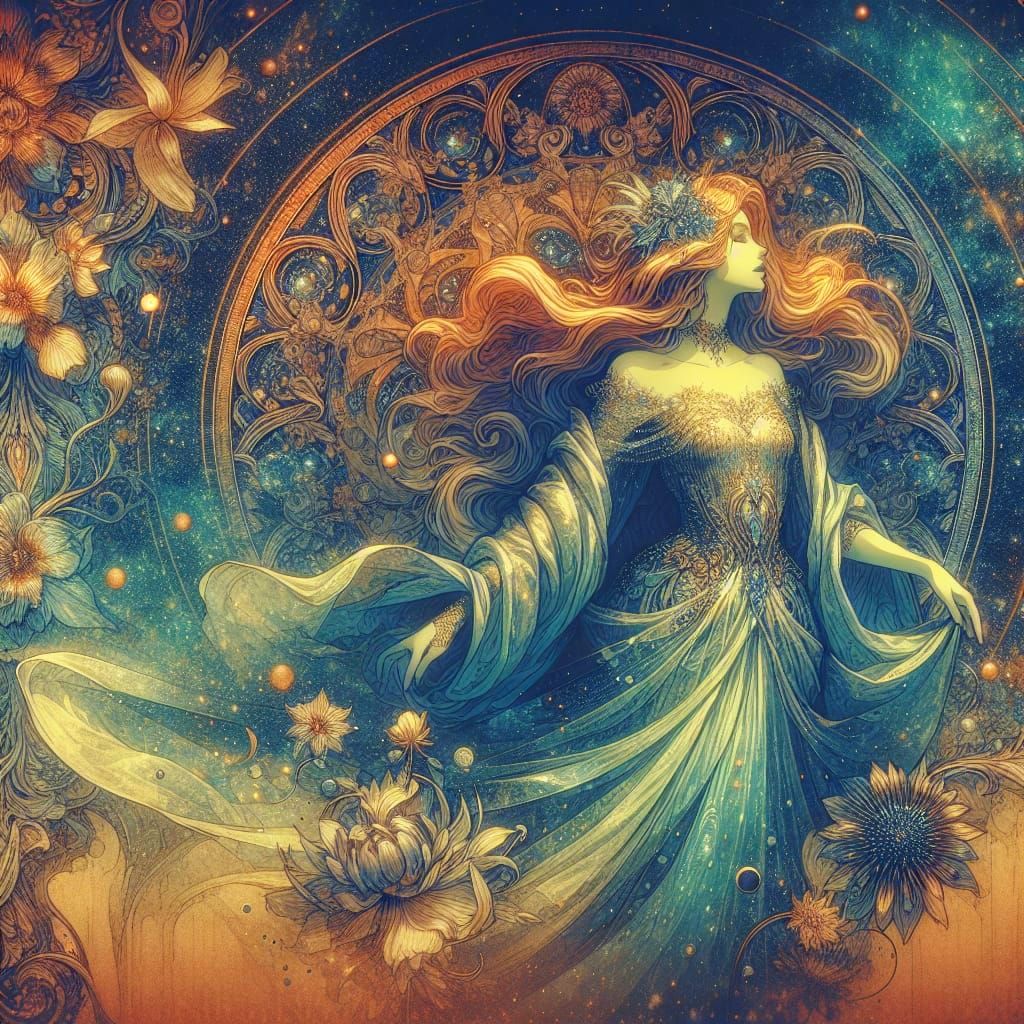 Ethereal Woman in Dreamscape: 90s Anime Watercolor