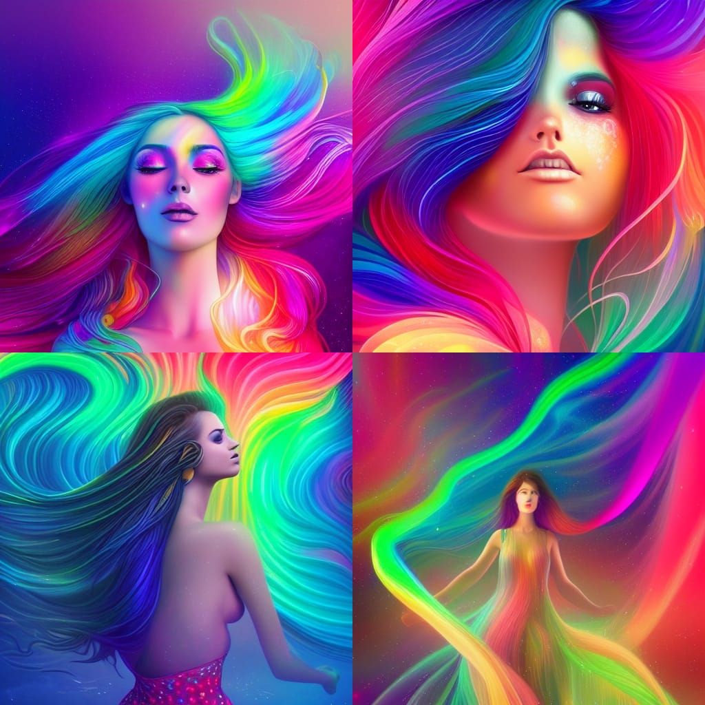 Rainbow Woman Digital Art in Dittmann Style