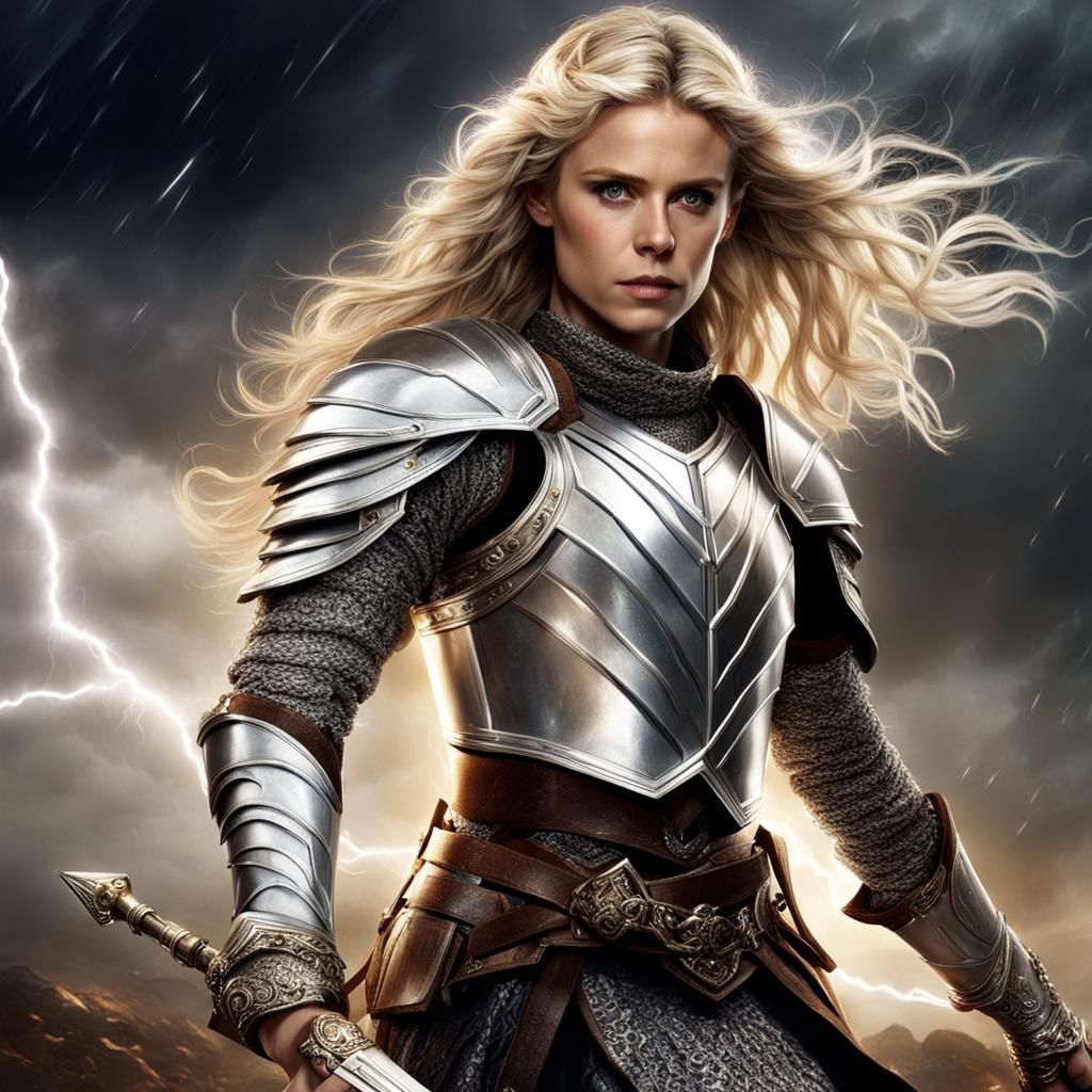 Emilia Fox as Armored Heroine in Fantasy Art
