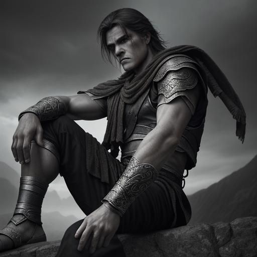 Achilles' Contemplation: A Hyperrealistic Portrait