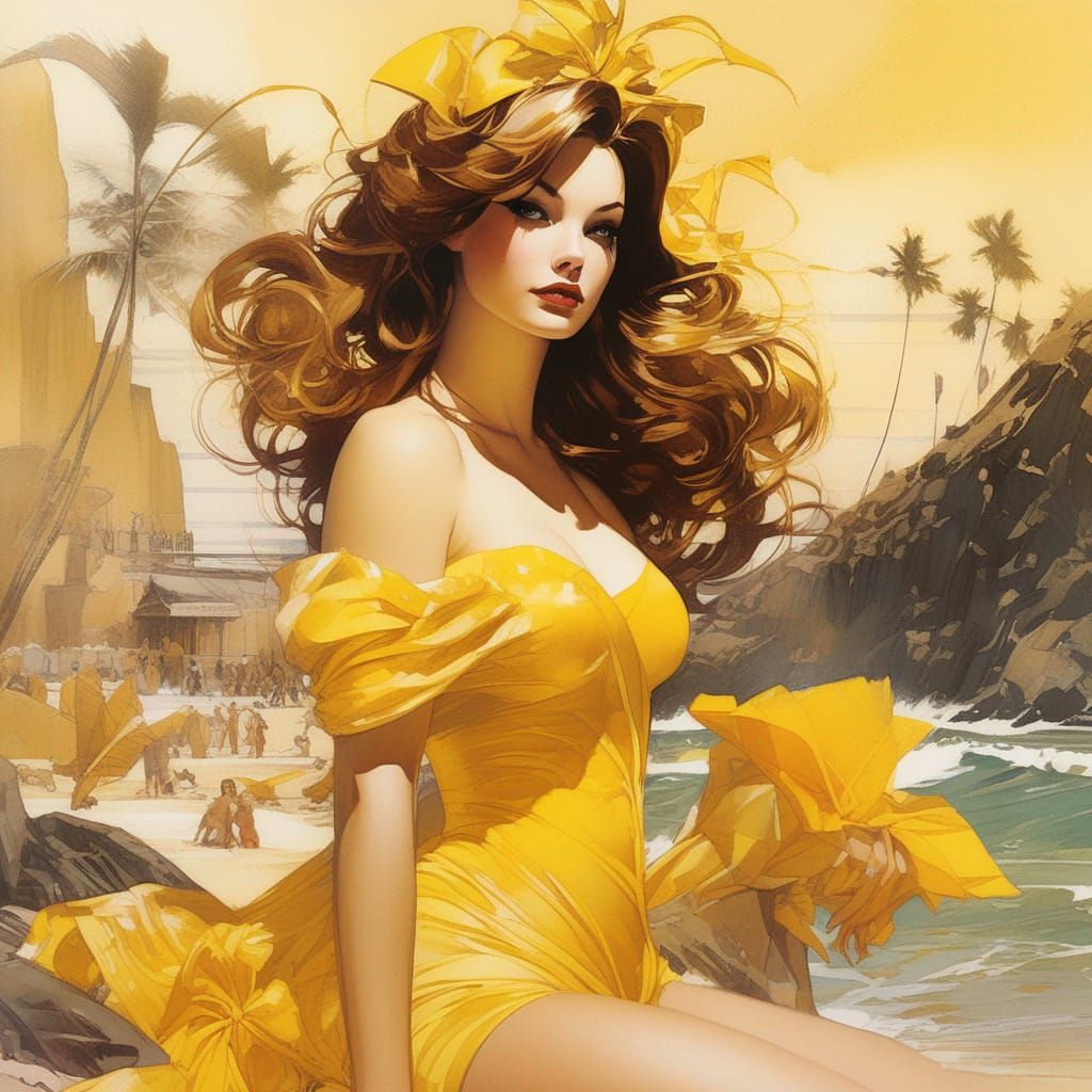 Belle at the Beach, Pin-Up Style