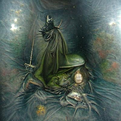 Little Witch Knight of Pentacles in Brian Froud Style