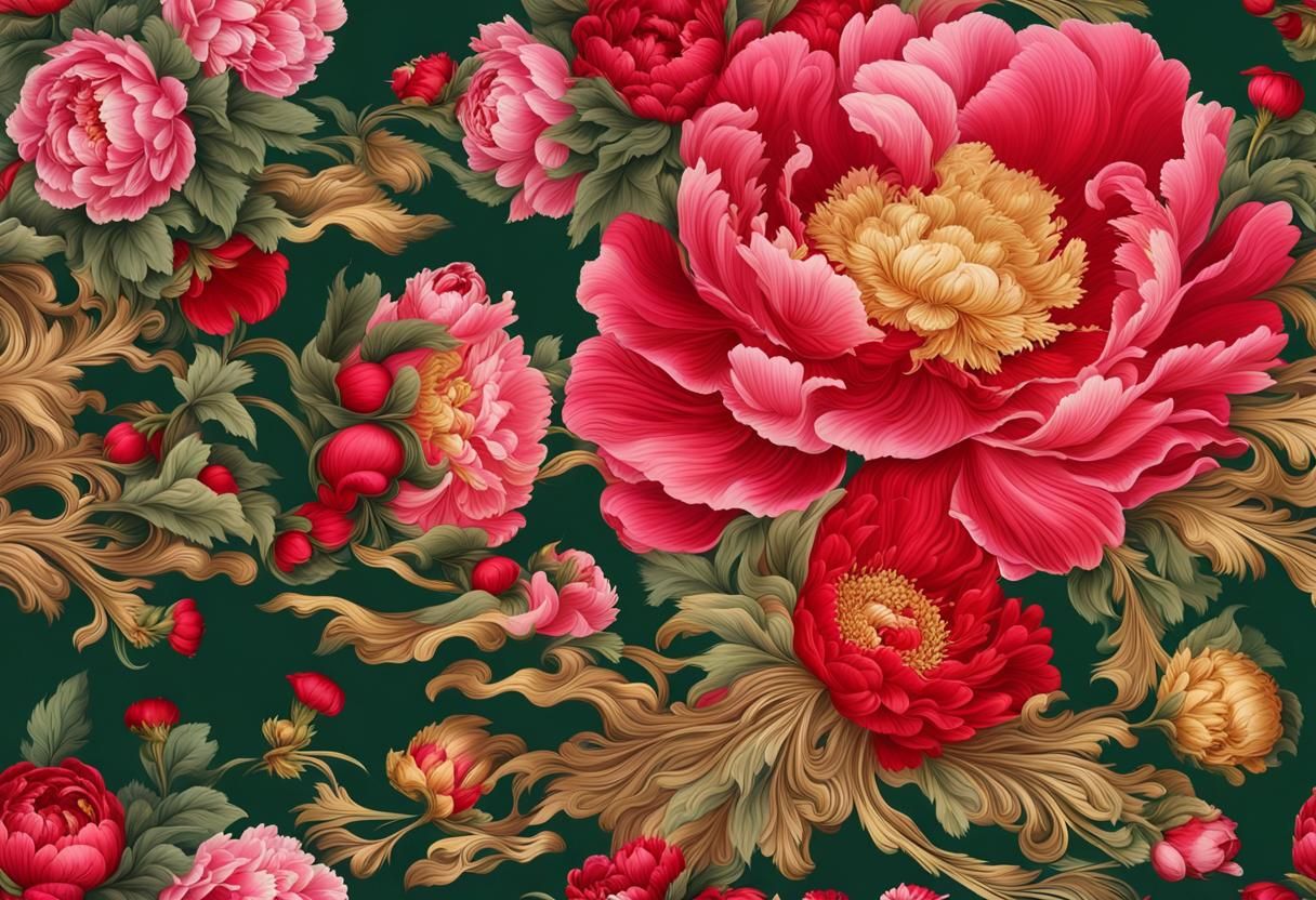 Peonies Become Atomic Clouds in Silk Fabric