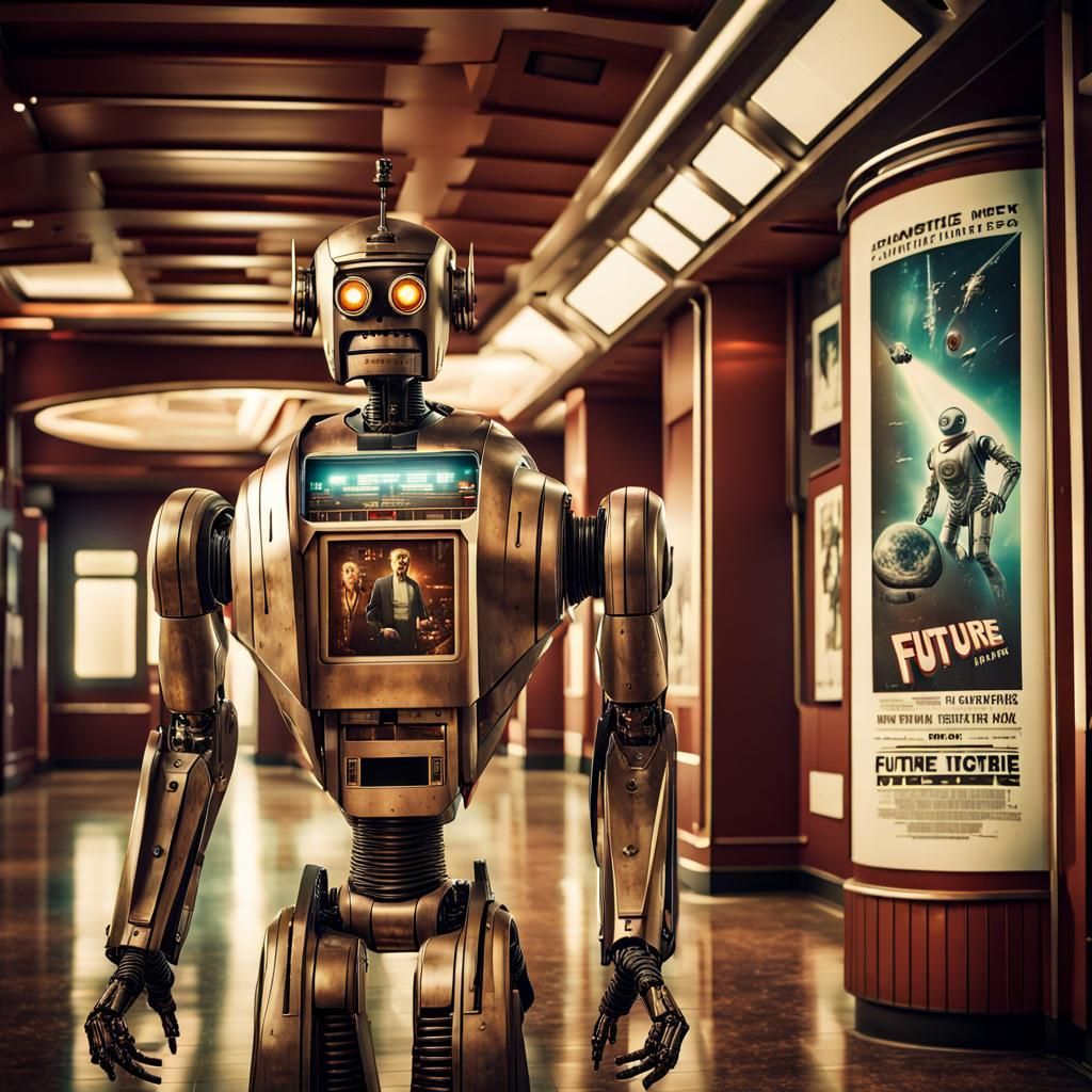 Retro-Futuristic Robot Cinema Film Poster