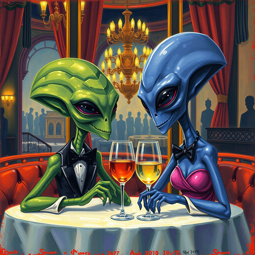 Aliens on a Date: Fauvist Restaurant Scene
