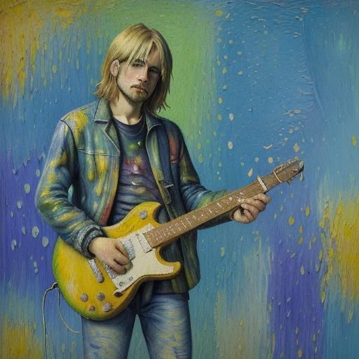 Kurt Cobain as Impasto Oil Painting