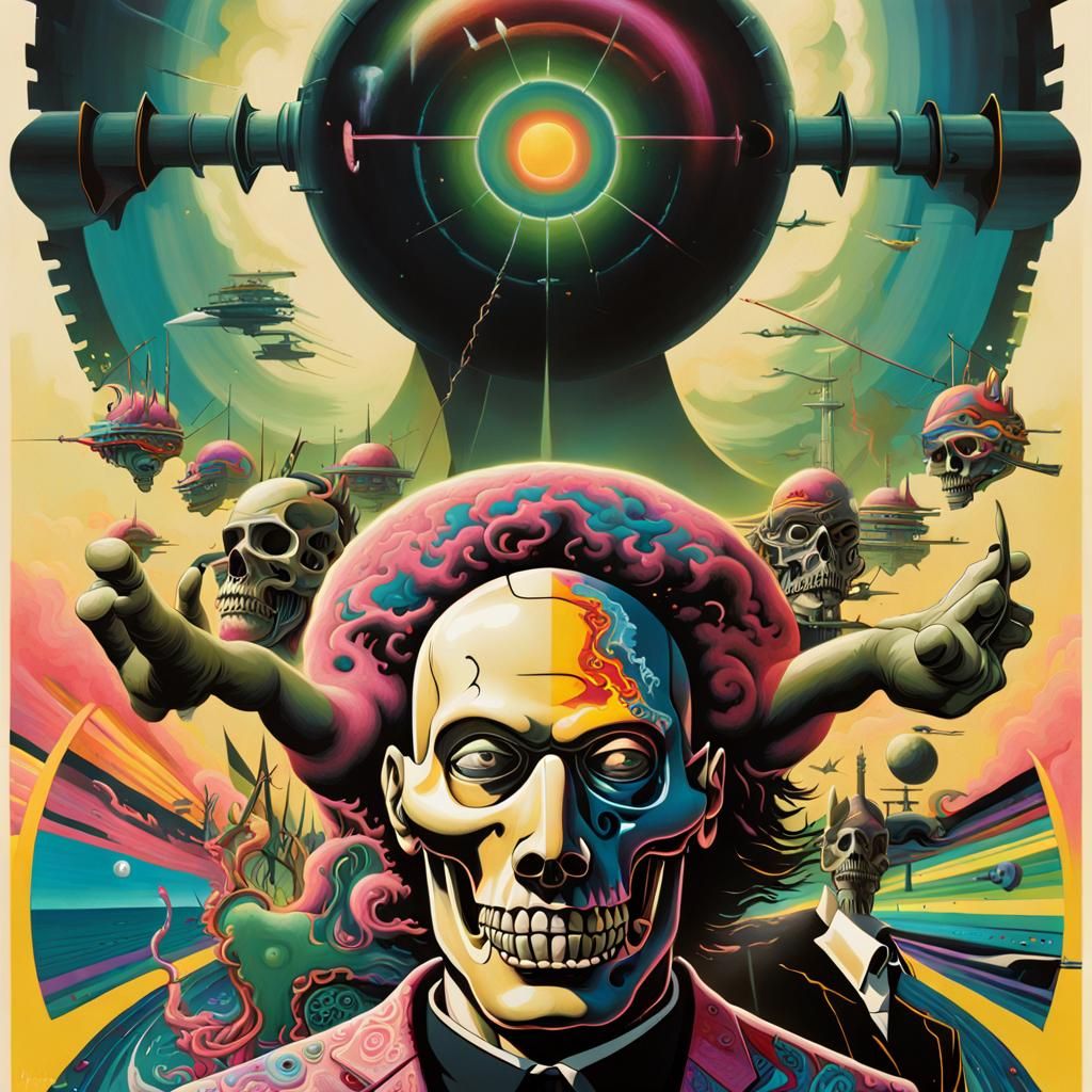 Psychedelic Pink Floyd Tribute in Mixed Media Style