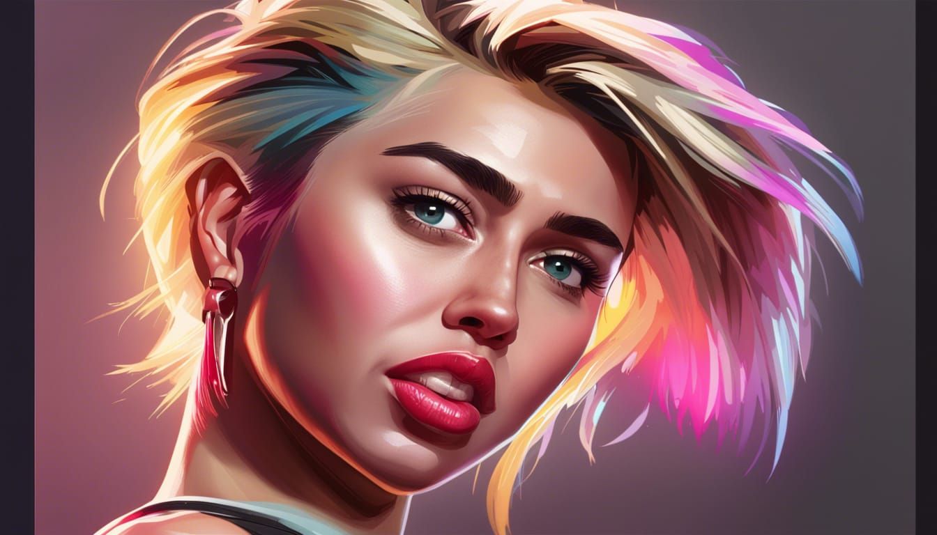 Miley Cyrus Portrait in Art Nouveau Style