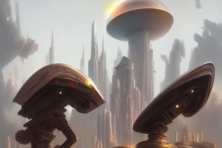 Futuristic Quantum Galaxy Buildings: Epic Digital Painting