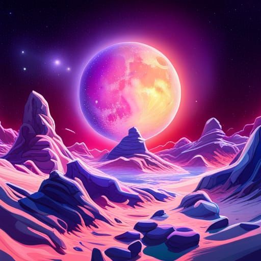 Galaxy Moon in Candy Art Style