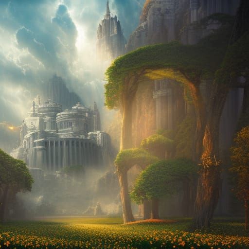 Epic Spring Arrival: Detailed Digital Matte Painting