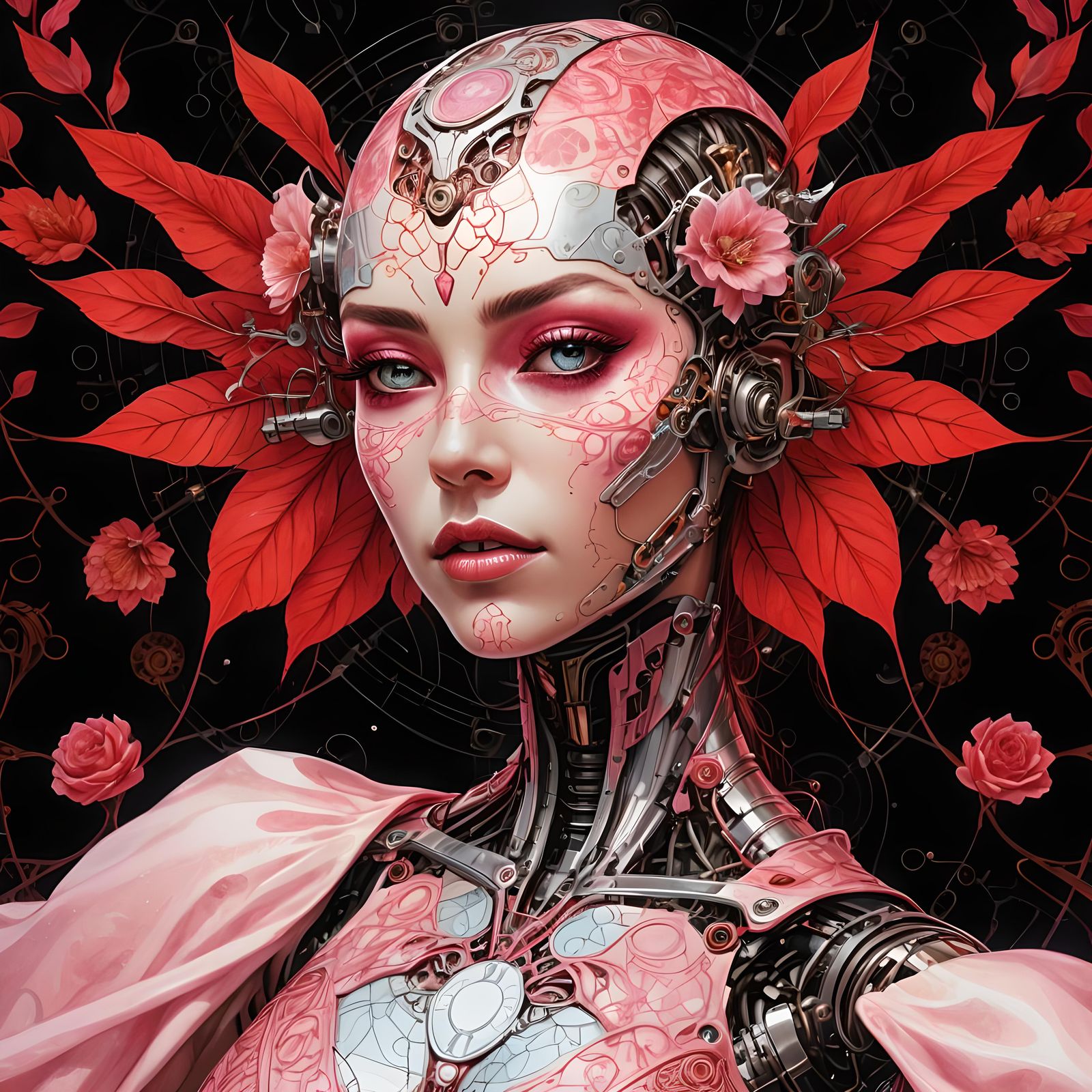 Luis Royo-Inspired Cyborg with Symmetrical Patterns