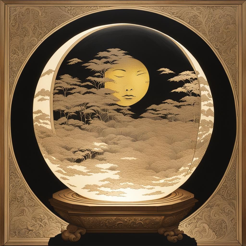 Illuminated Orb: A Fantasy Portrait in Amano Style