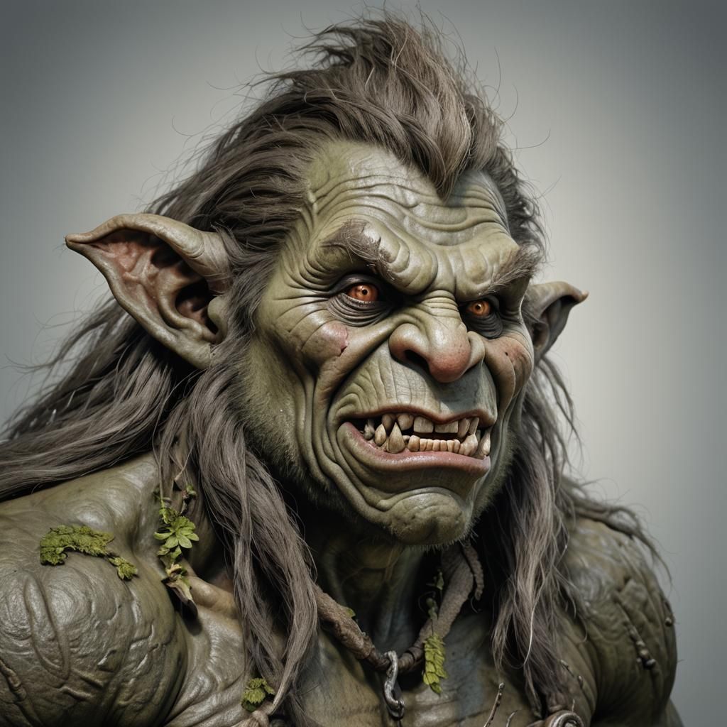 Photorealistic Troll Portrait, Angled View