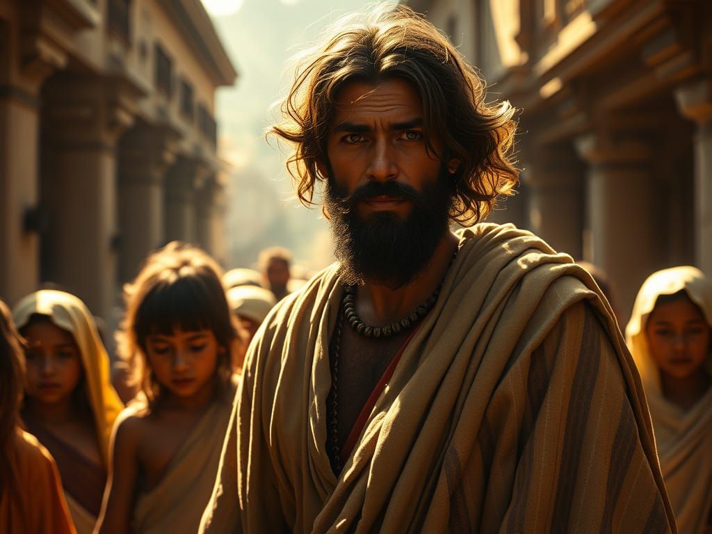 Galilean Healer with Radiant Eyes and Bronze Feet