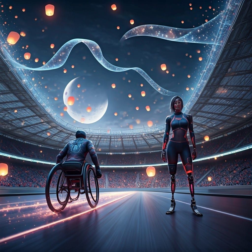 Futuristic Stadium Race with Cyberpunk Accents