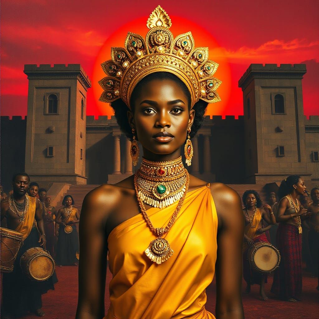 Majestic African Queen in Golden Light