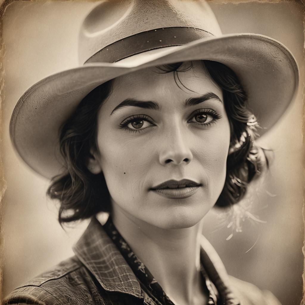 1920s Cowgirl Portrait in Black and White