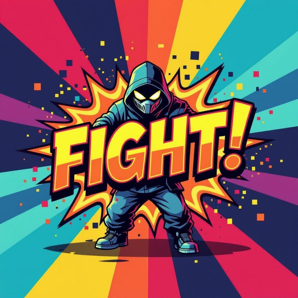 Vibrant Gamer Scene in Graffiti Comic Style