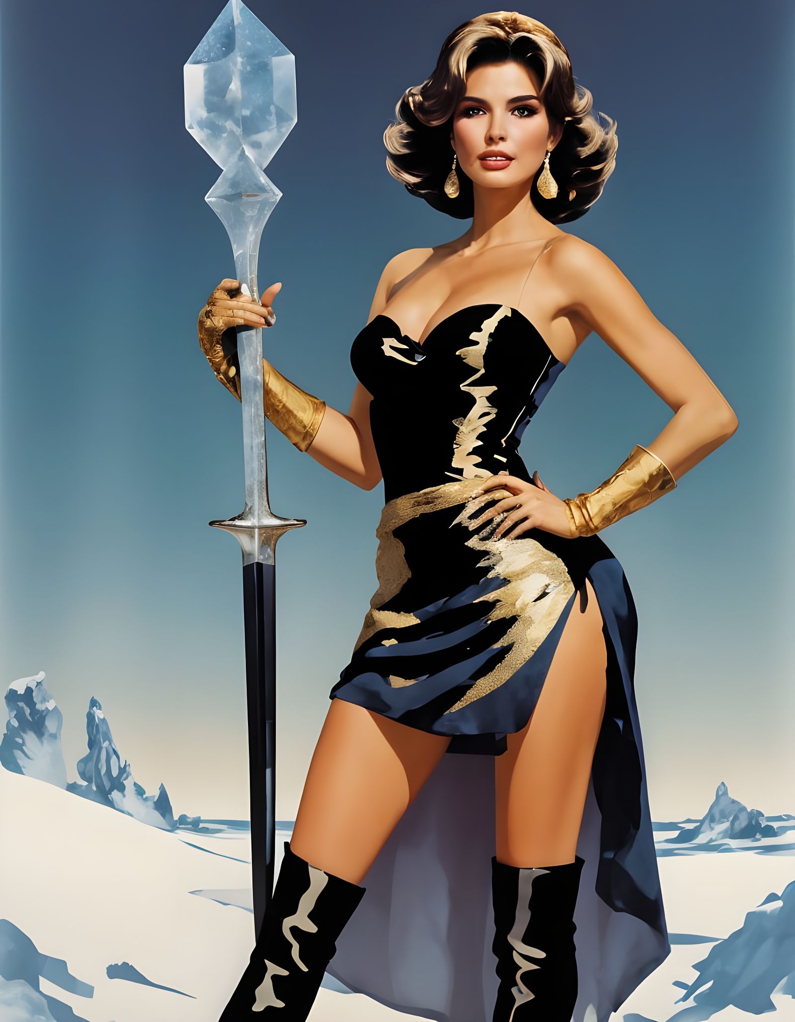 Ethereal Ice Queen in Frozen Glacial World