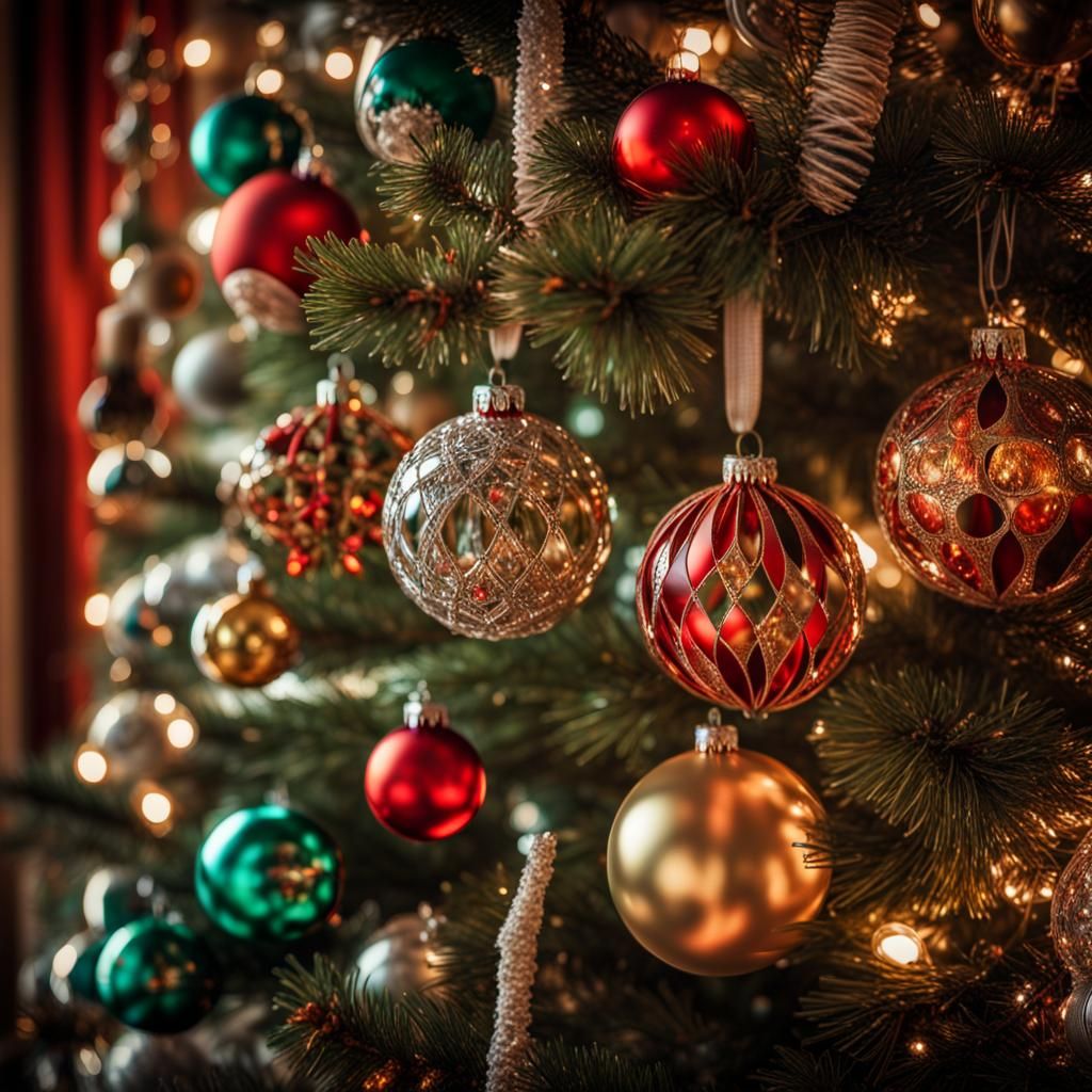 Retro Christmas Tree with Midcentury Modern Ornaments