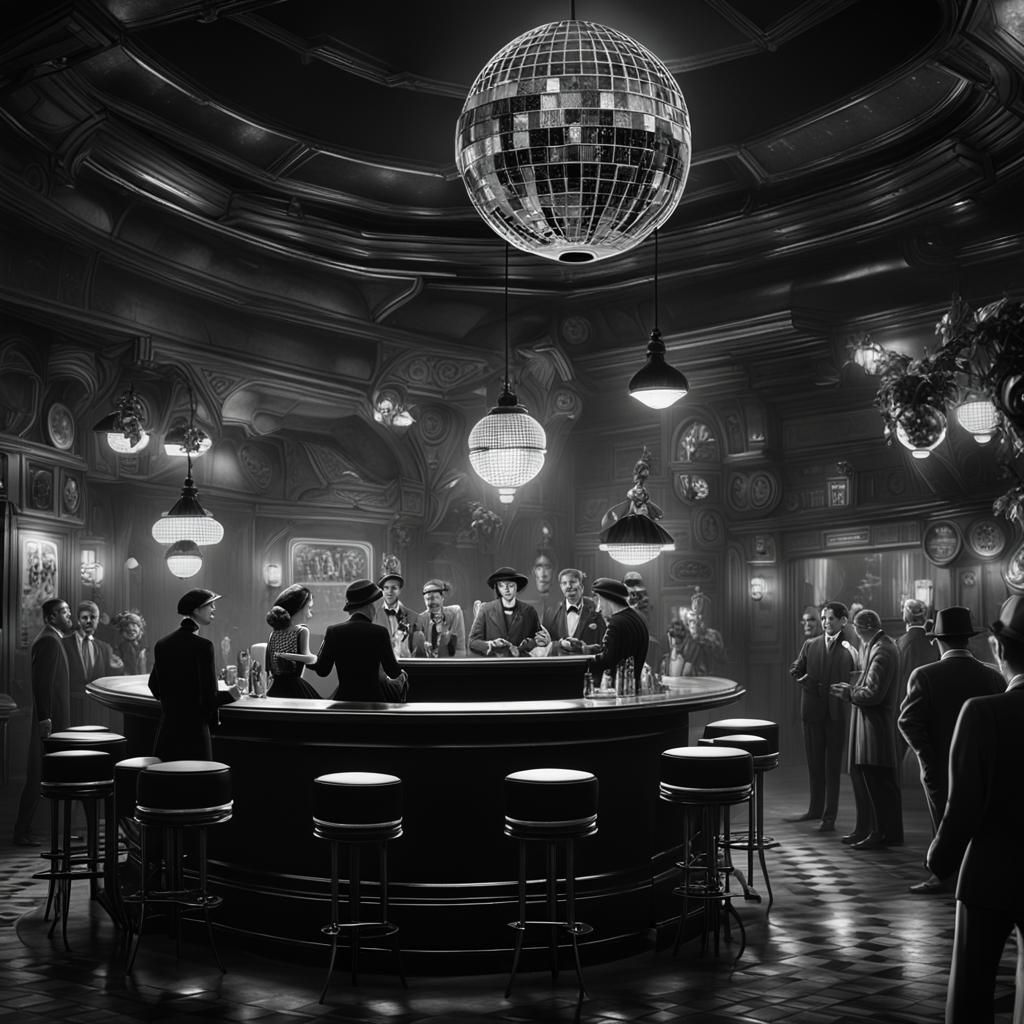 Audrey II in 1920s Noir Bar with Disco Ball