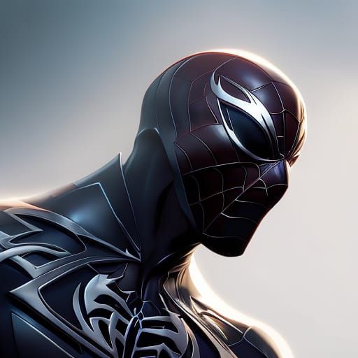 Venom Spiderman Portrait in Hyperdetailed Style