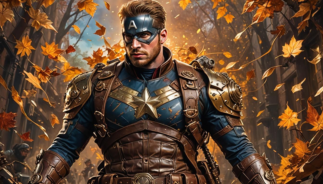 Steampunk Captain America in Golden Light