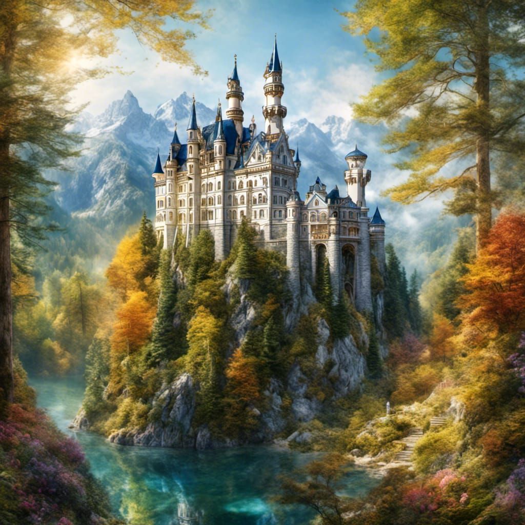 Hyperrealistic Neuschwanstein Castle in Bavaria
