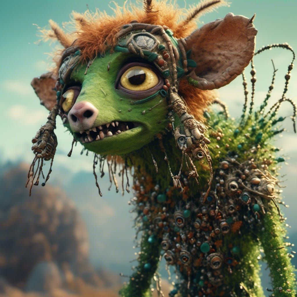 Cute and Creepy 3D Alien Creature Illustration