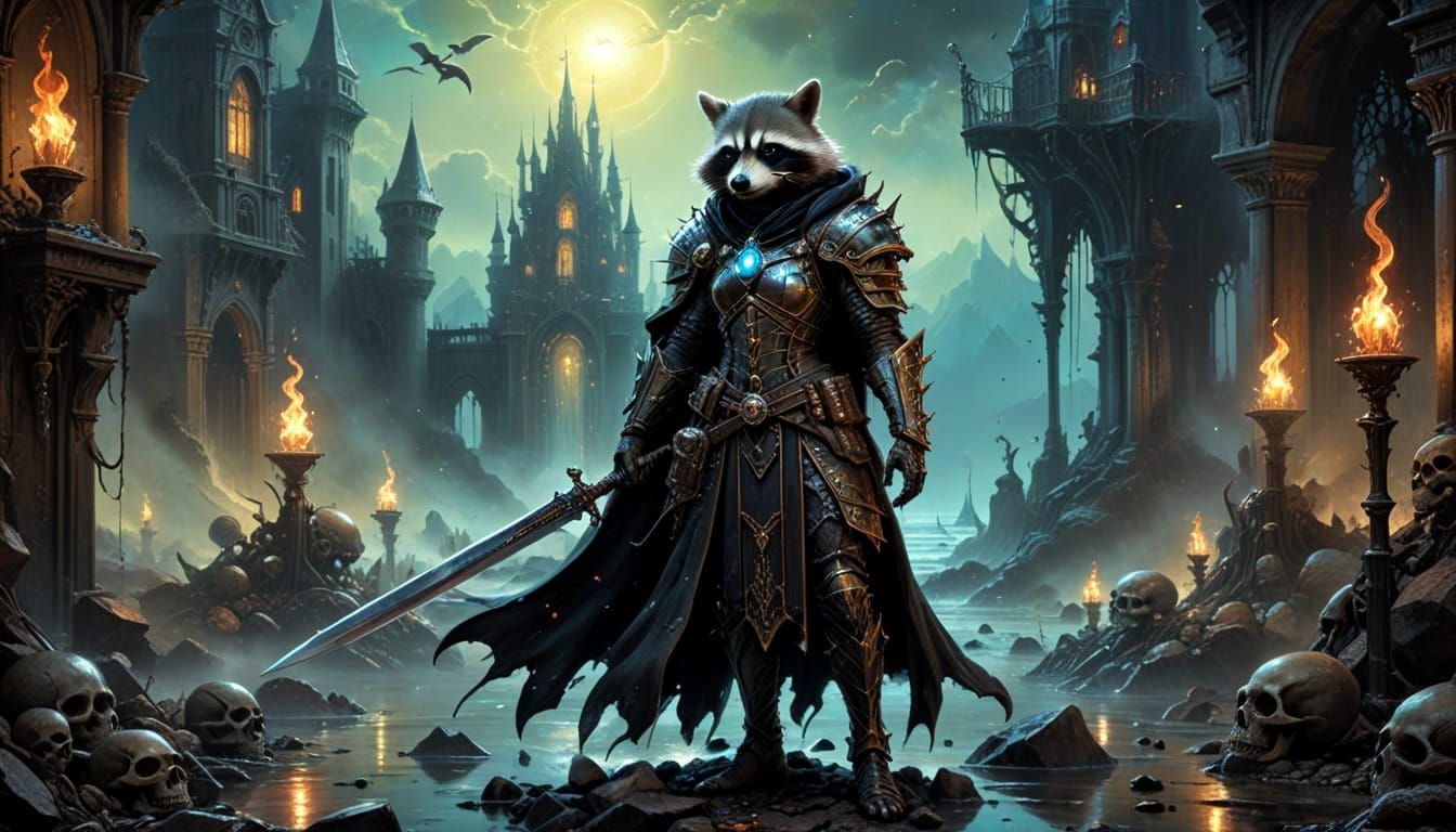 Elegant Gothic Warrior in Dark Fantasy Quest
