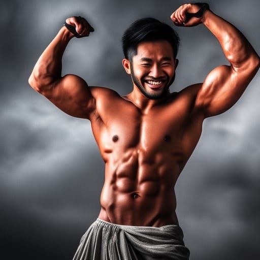 Hyperrealistic Man with Wet Cloth in HDR