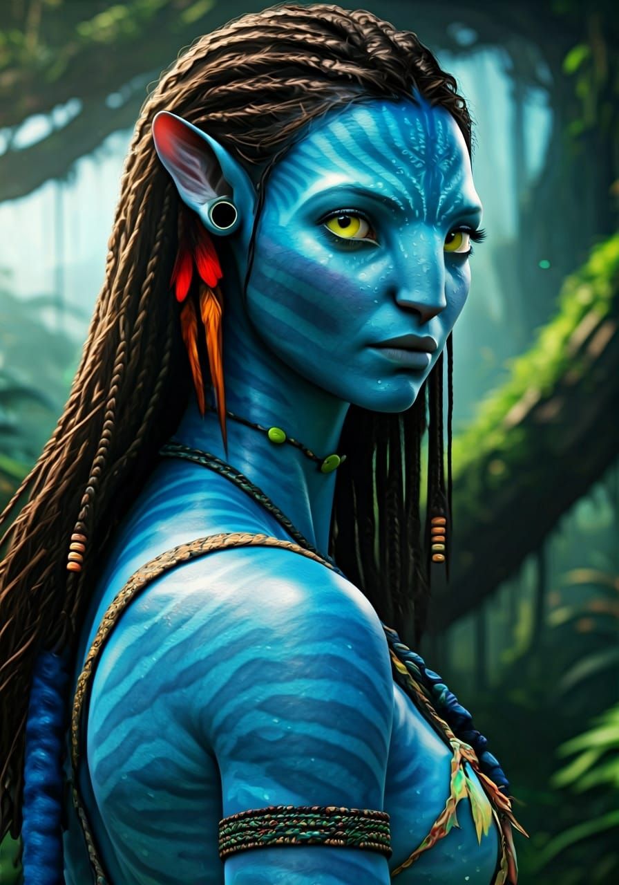 Female Na'vi Portrait in Pandora Jungle