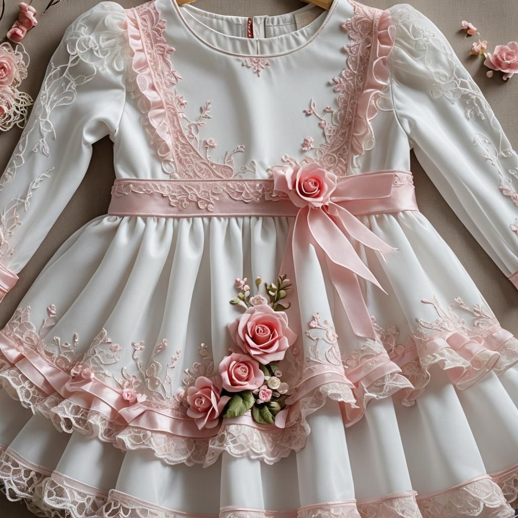 Princess Dress with Lace and Gem Details