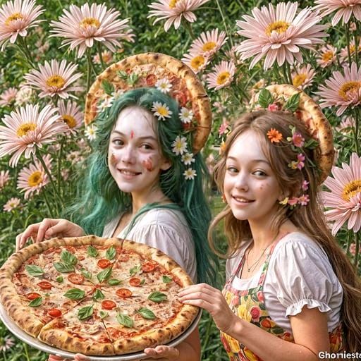 Girls Dancing in a Pizza Landscape