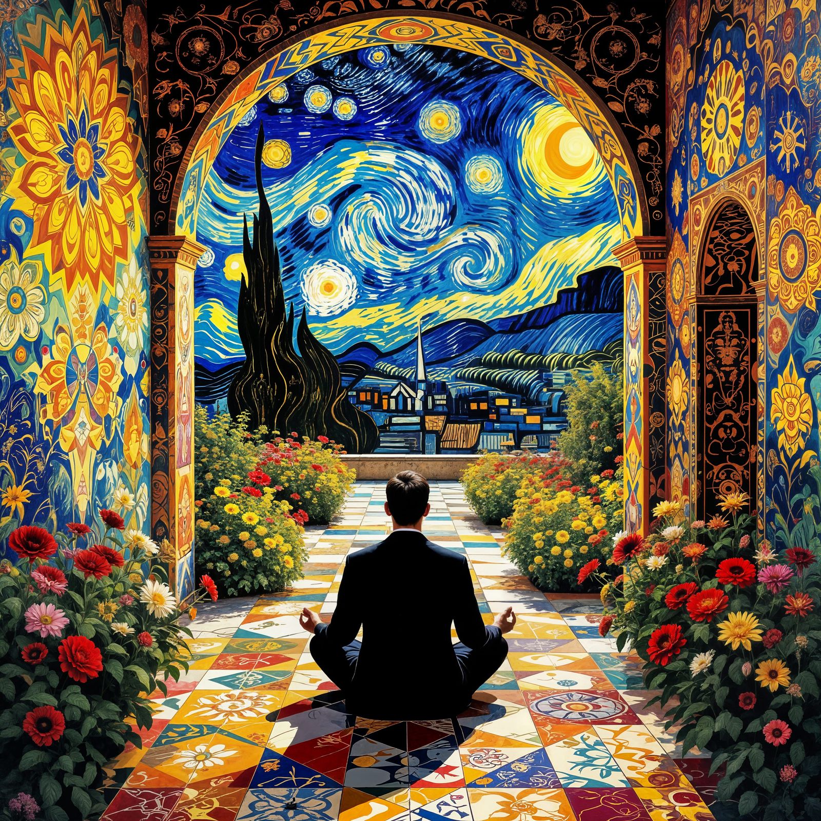 Dream Meditation Garden: A Surreal Fusion of Nature and Sacr...