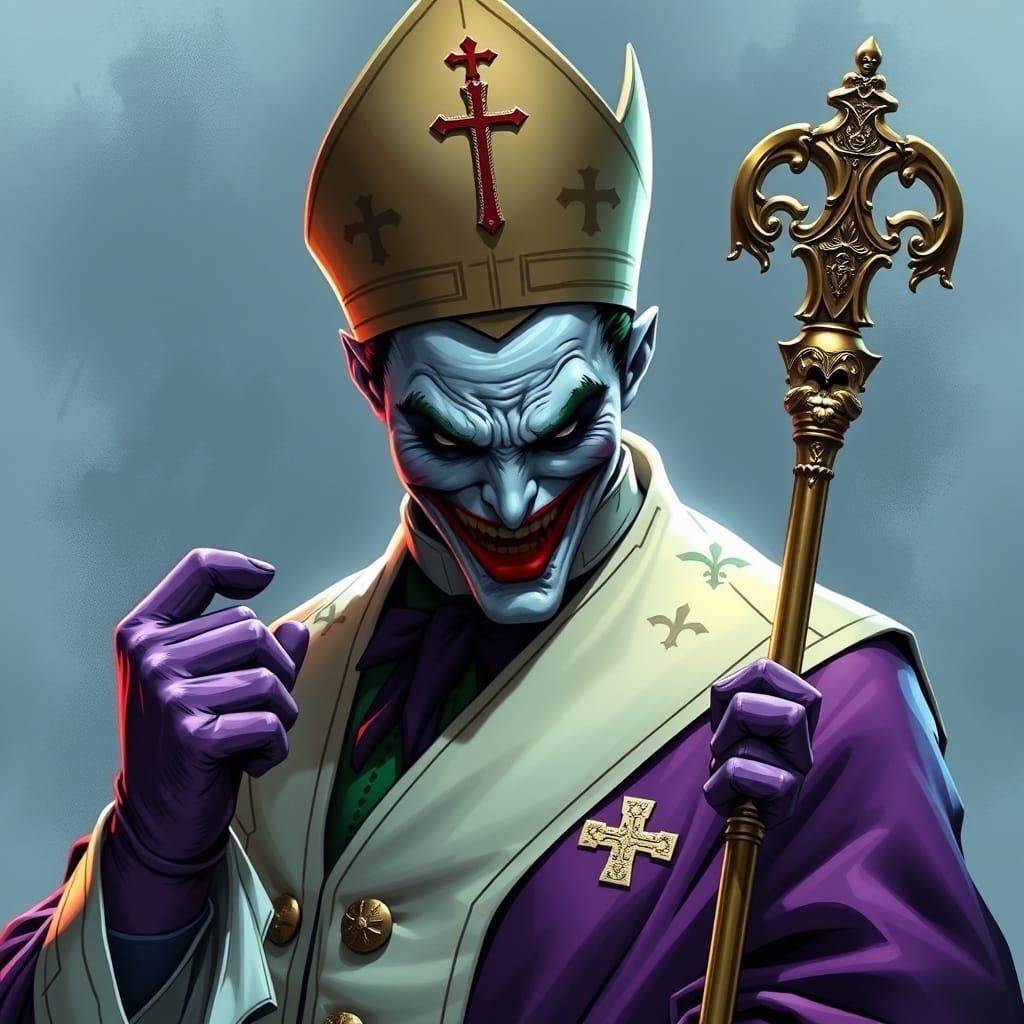 The Joker as the Pope in DC Comics Style