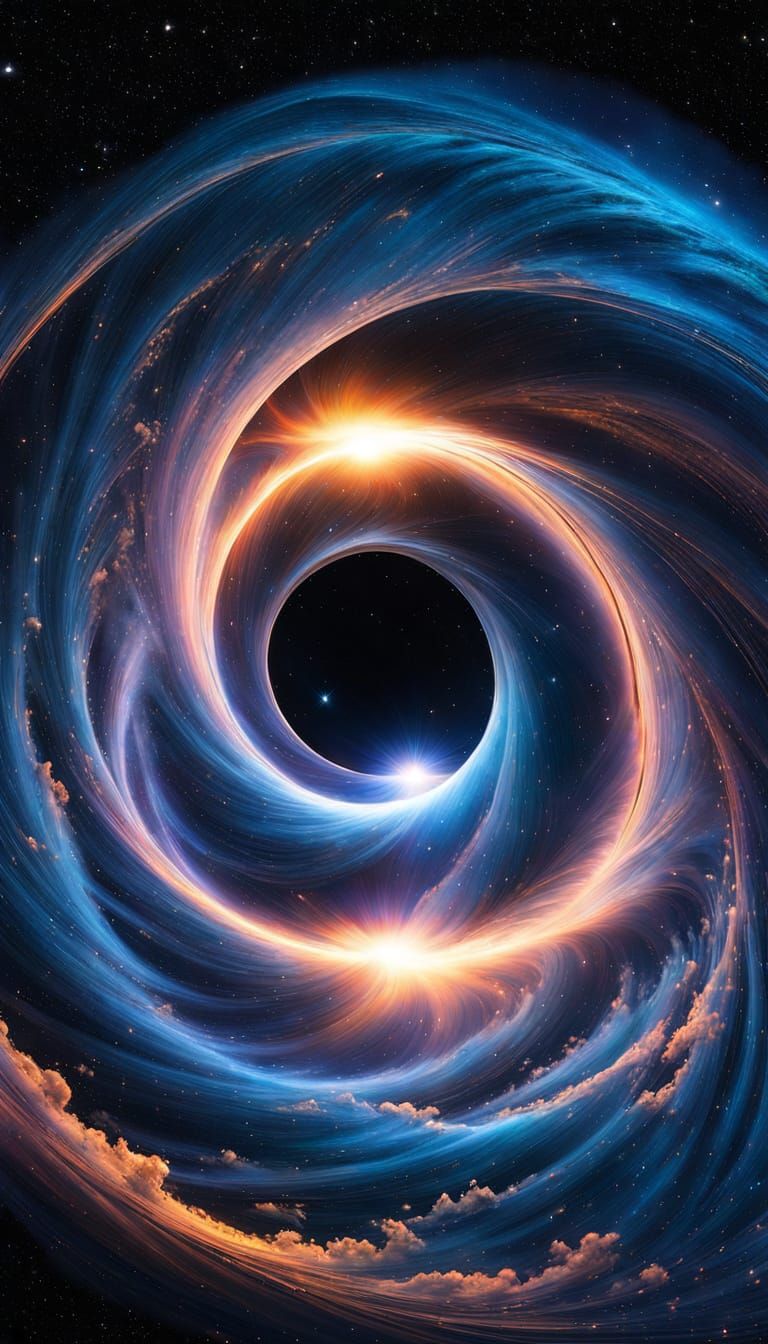 Nebula Starship Black Hole in Aerograph Style