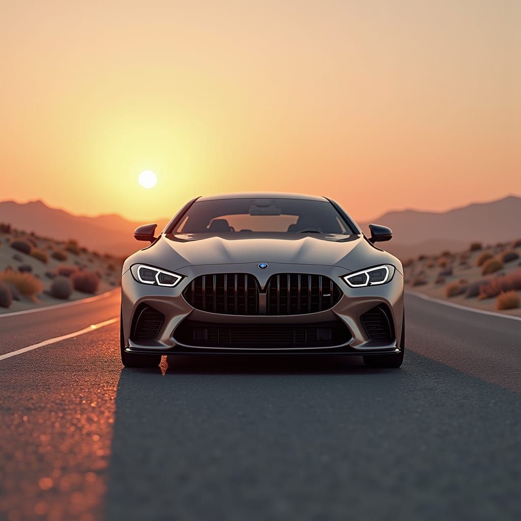 Futuristic Metallic Car Rental Logo in Chrome Sculpture Styl...