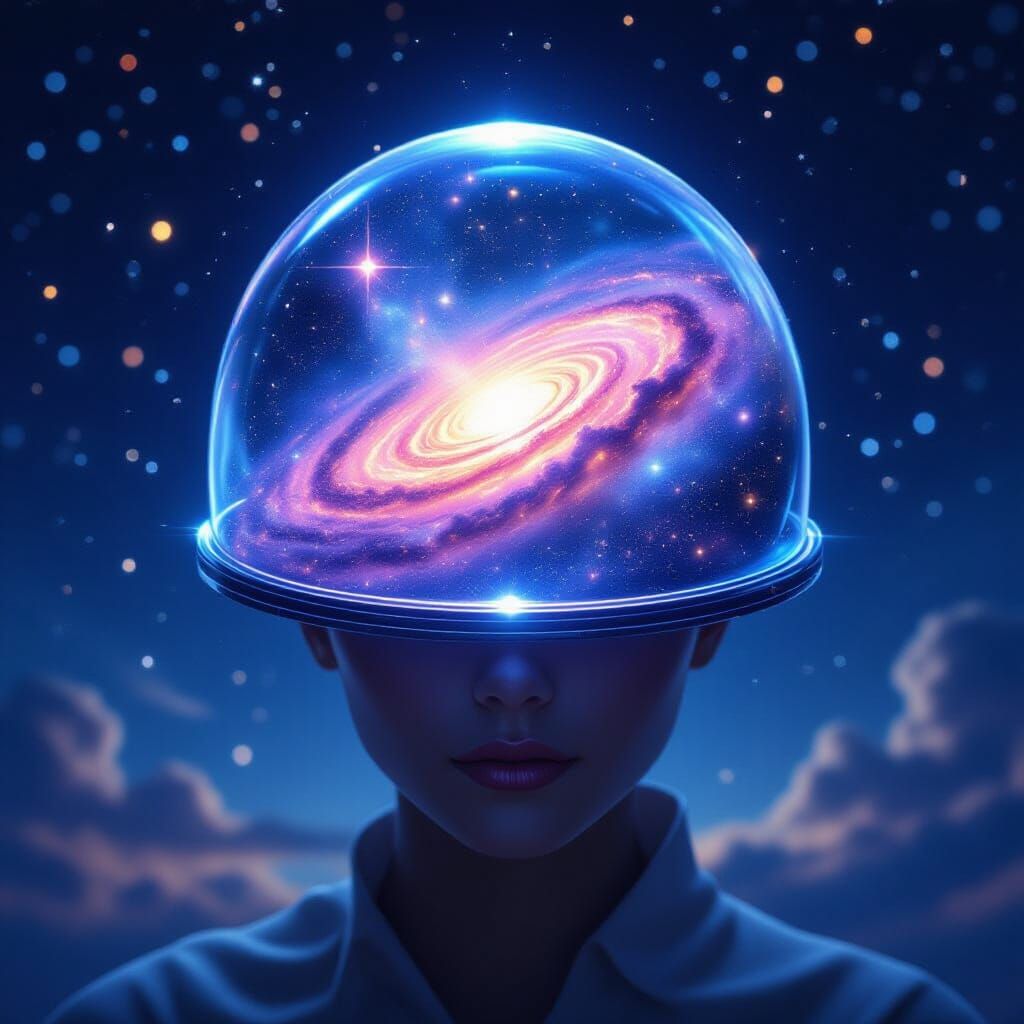 Celestial Being Wears Galactic Crystal Dome Headwear