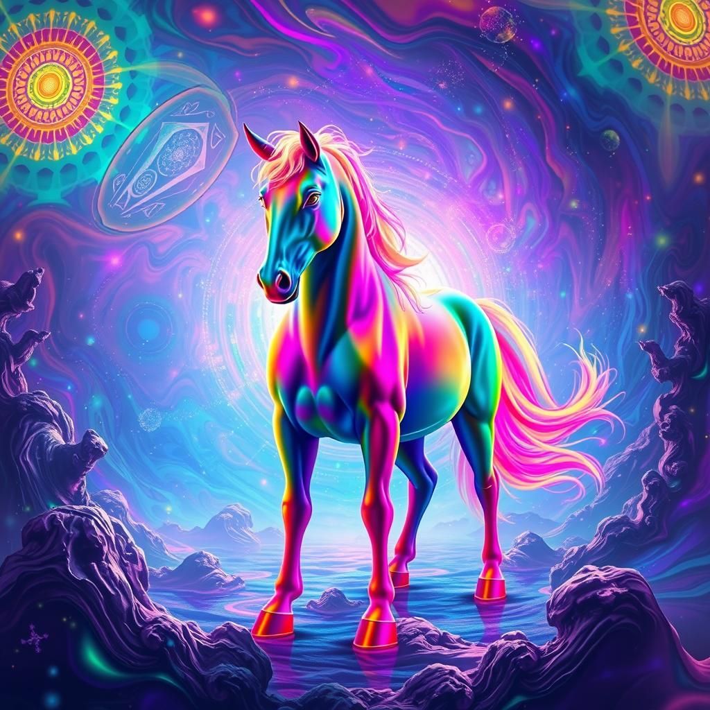 Psychedelic iridescent Equine  kaleidoscopic hallucination