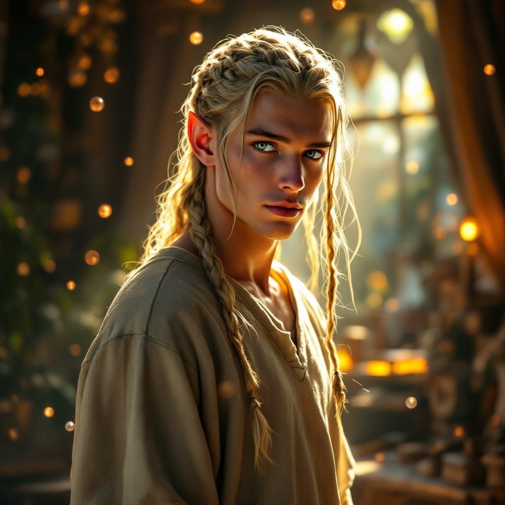 Elegant Elf and Whimsical Dwarf in Lavish Gondor Apartment