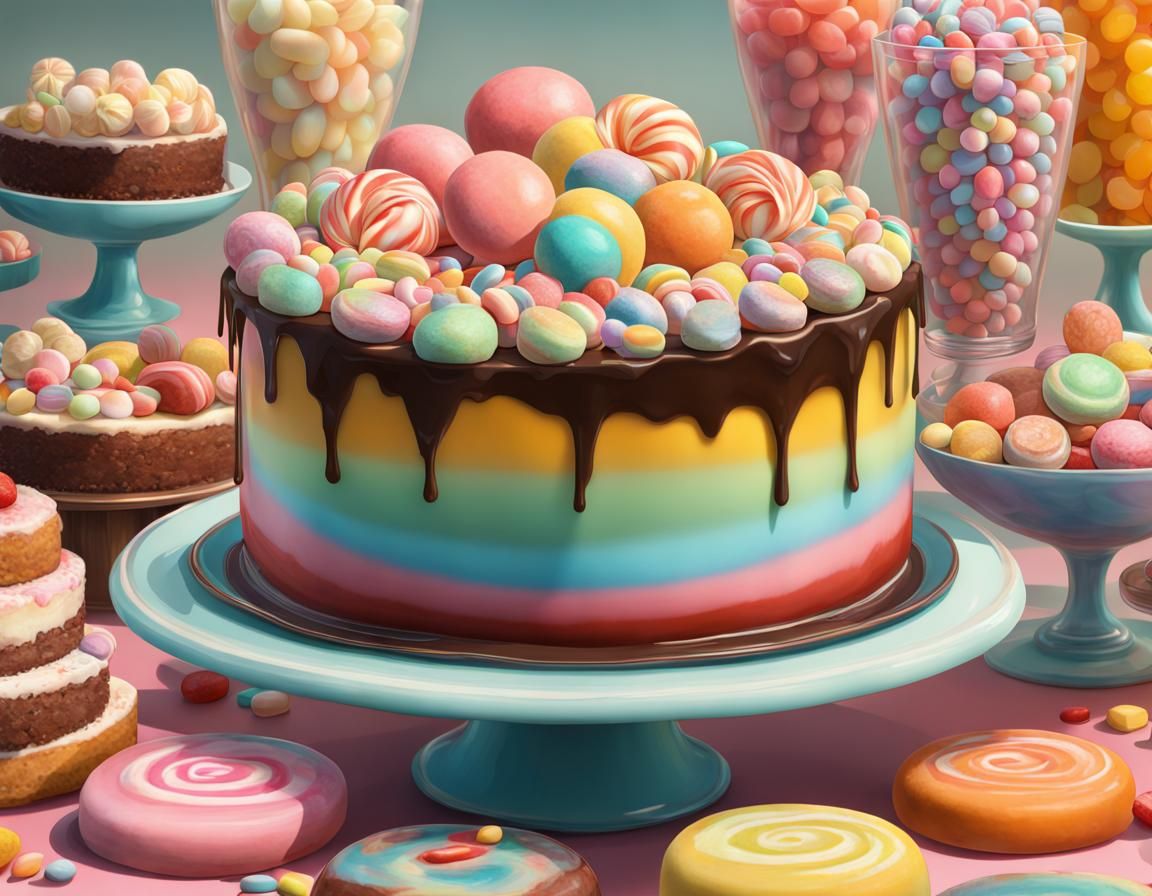 Hyperdetailed Candy and Desserts in Tonalism Style