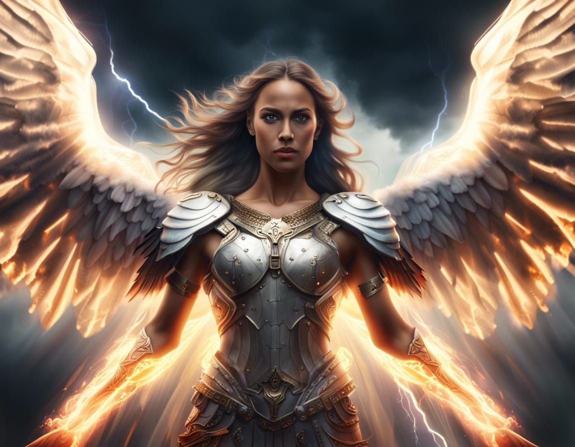 Angel in Rain with Flaming Sword